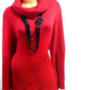 Style & Co Ribbed Cowl Neck Sweater Size 0X Red